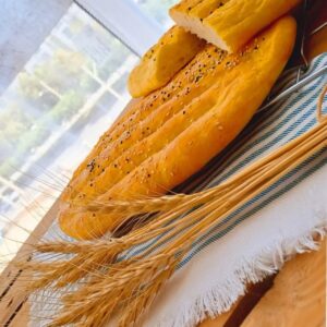 Barbari bread and chocolate breakfast
