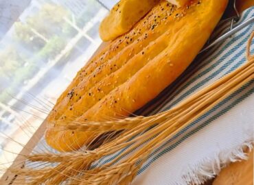 Barbari bread and chocolate breakfast