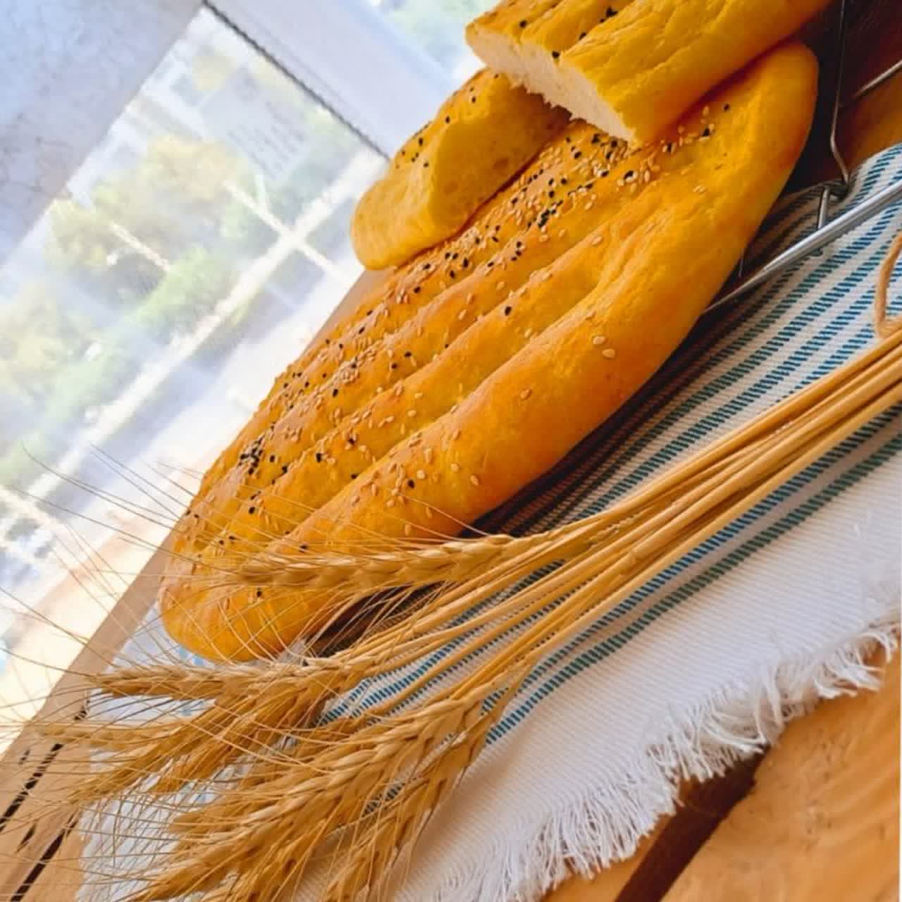 Barbari bread and chocolate breakfast